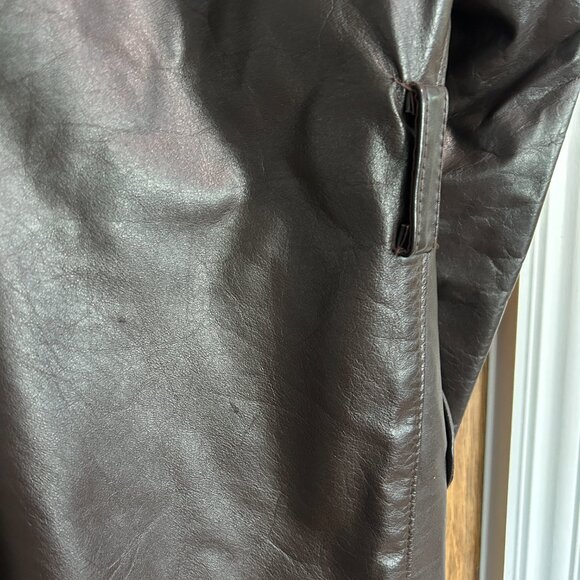Vtg Sears Men’s Brown Leather Coat Sz 40 | Double Breasted 3/4 Length Lined - Picture 13 of 14
